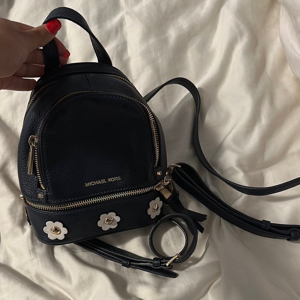 Michael Kors Black Floral Mini Backpack